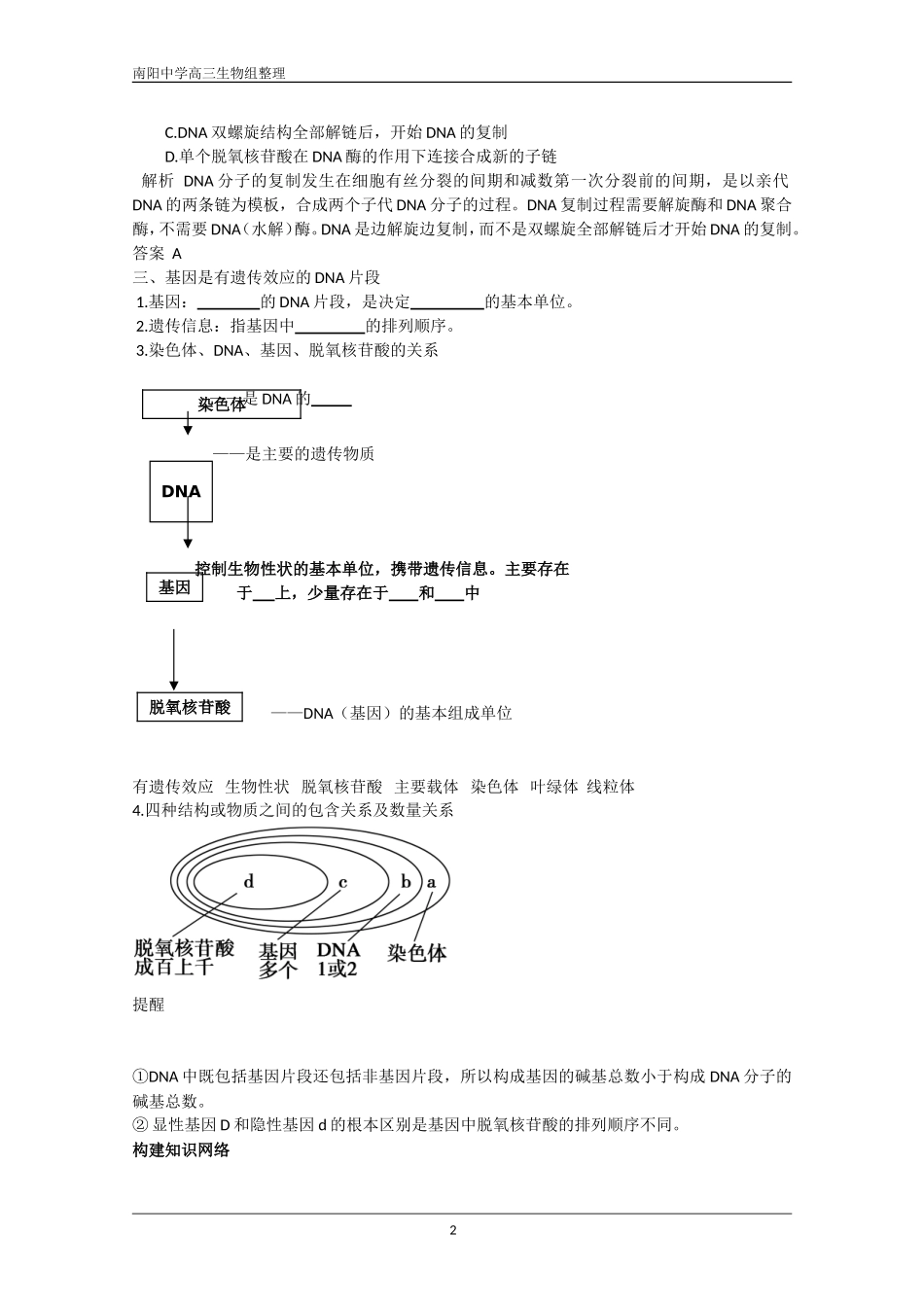 DNA分子的结构、复制及基因是有遗传效应的DNA片断(人教版必修二)_第2页