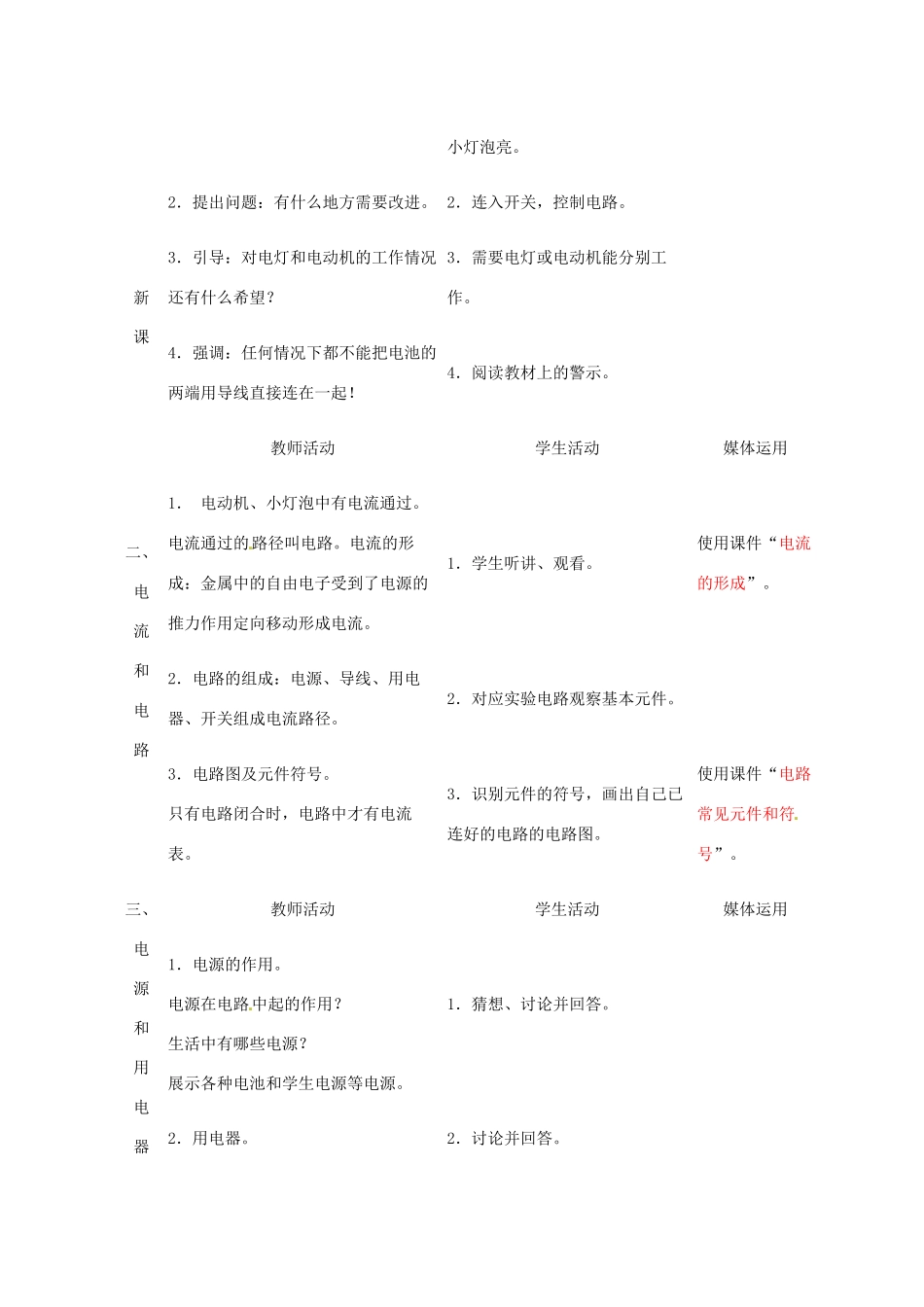四川省雅安市雨城区中里镇中学八年级物理上册《5.2 电流和电路》教学设计3 新人教版_第2页