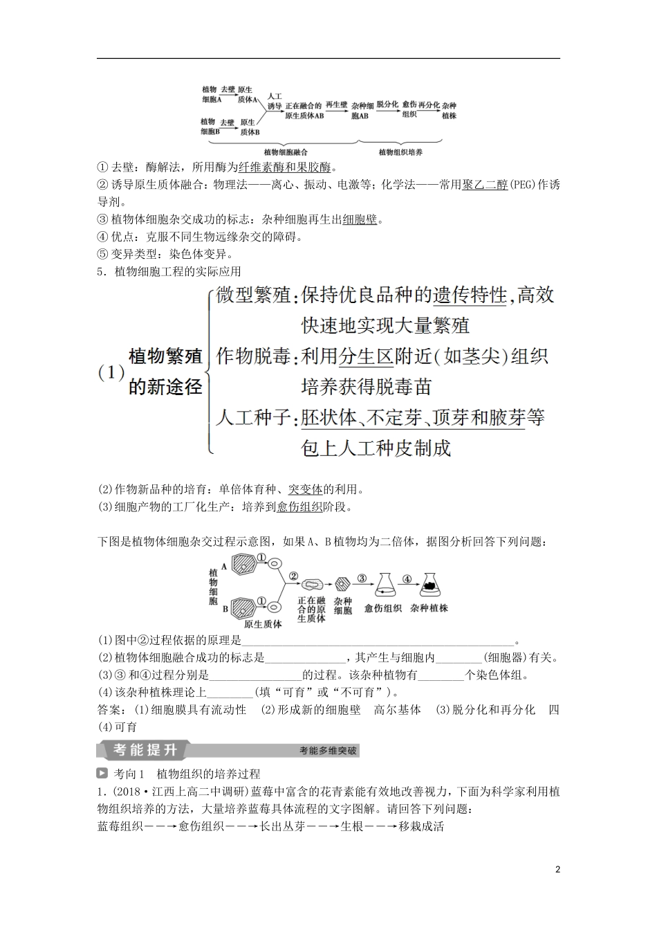 高考生物一轮复习 第十一单元 现代生物科技专题 第36讲 细胞工程学案-人教版高三全册生物学案_第2页