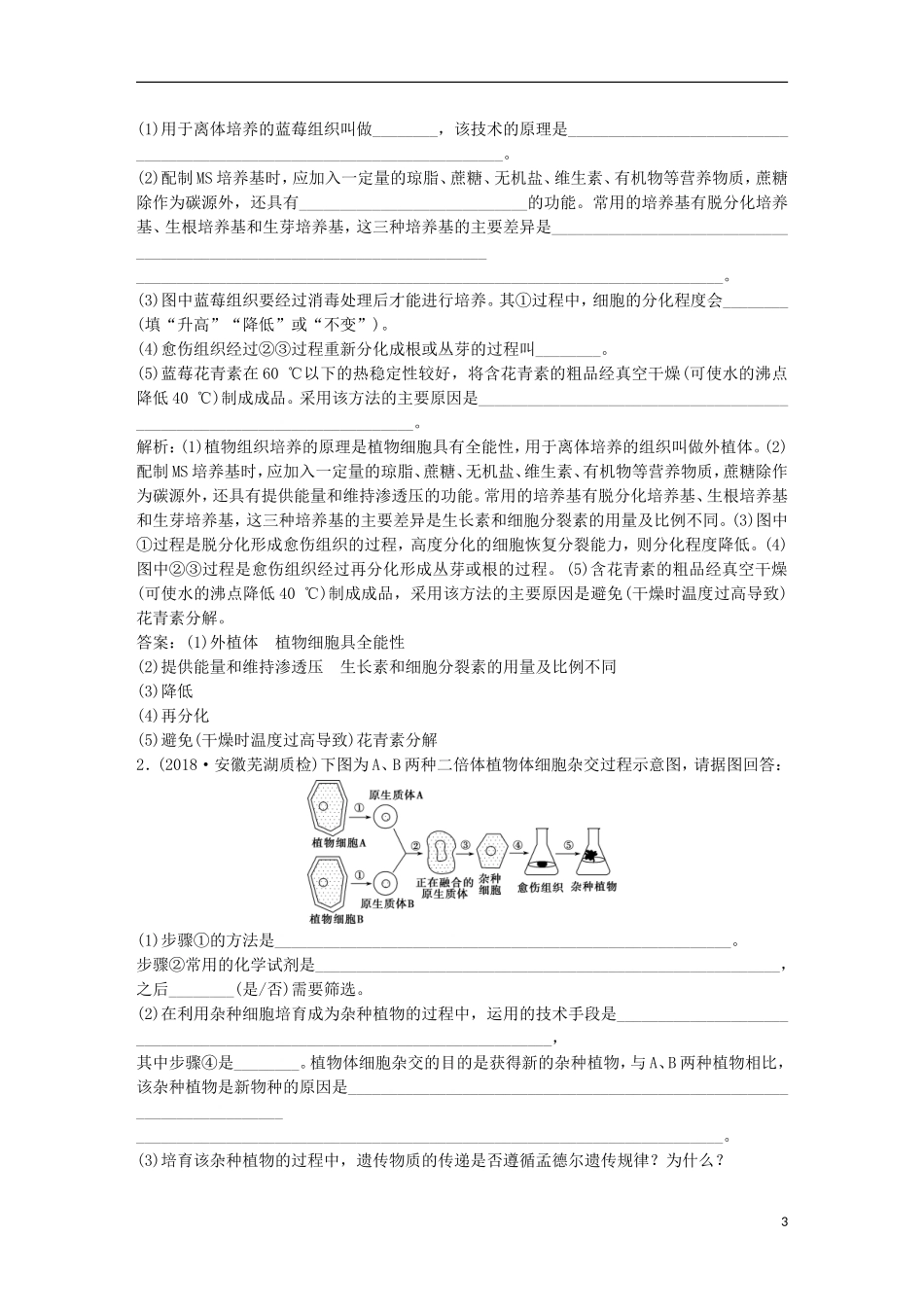 高考生物一轮复习 第十一单元 现代生物科技专题 第36讲 细胞工程学案-人教版高三全册生物学案_第3页