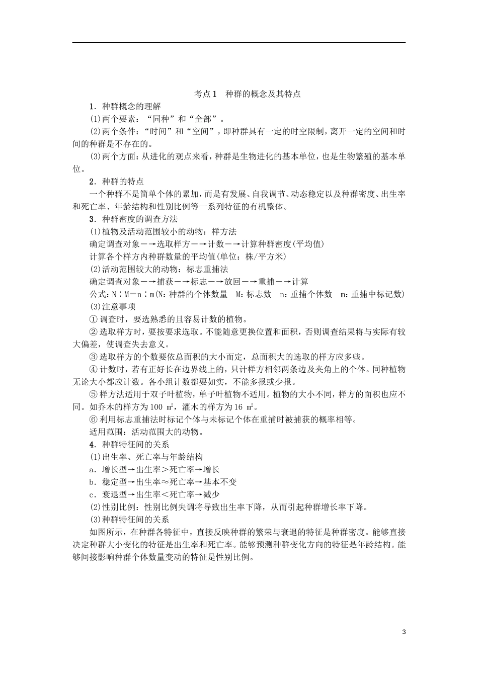 （江苏专用）高考生物一轮总复习 第10单元 种群和群落 第1讲 种群的特征及数量变化学案-人教版高三全册生物学案_第3页