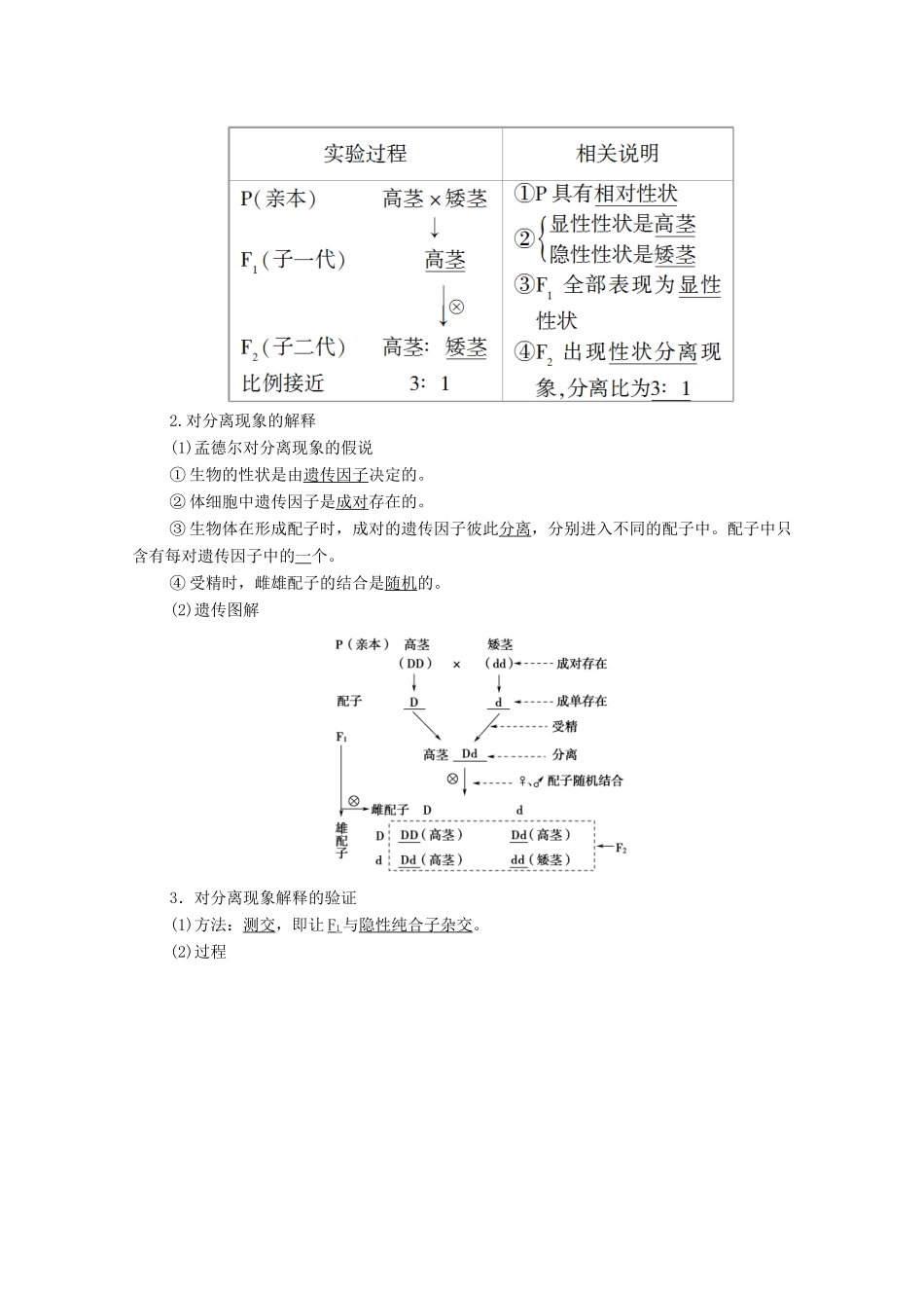 高中生物 第1章 遗传因子的发现 第1节 第1课时 一对相对性状的杂交实验学案 新人教版必修2-新人教版高中必修2生物学案_第2页