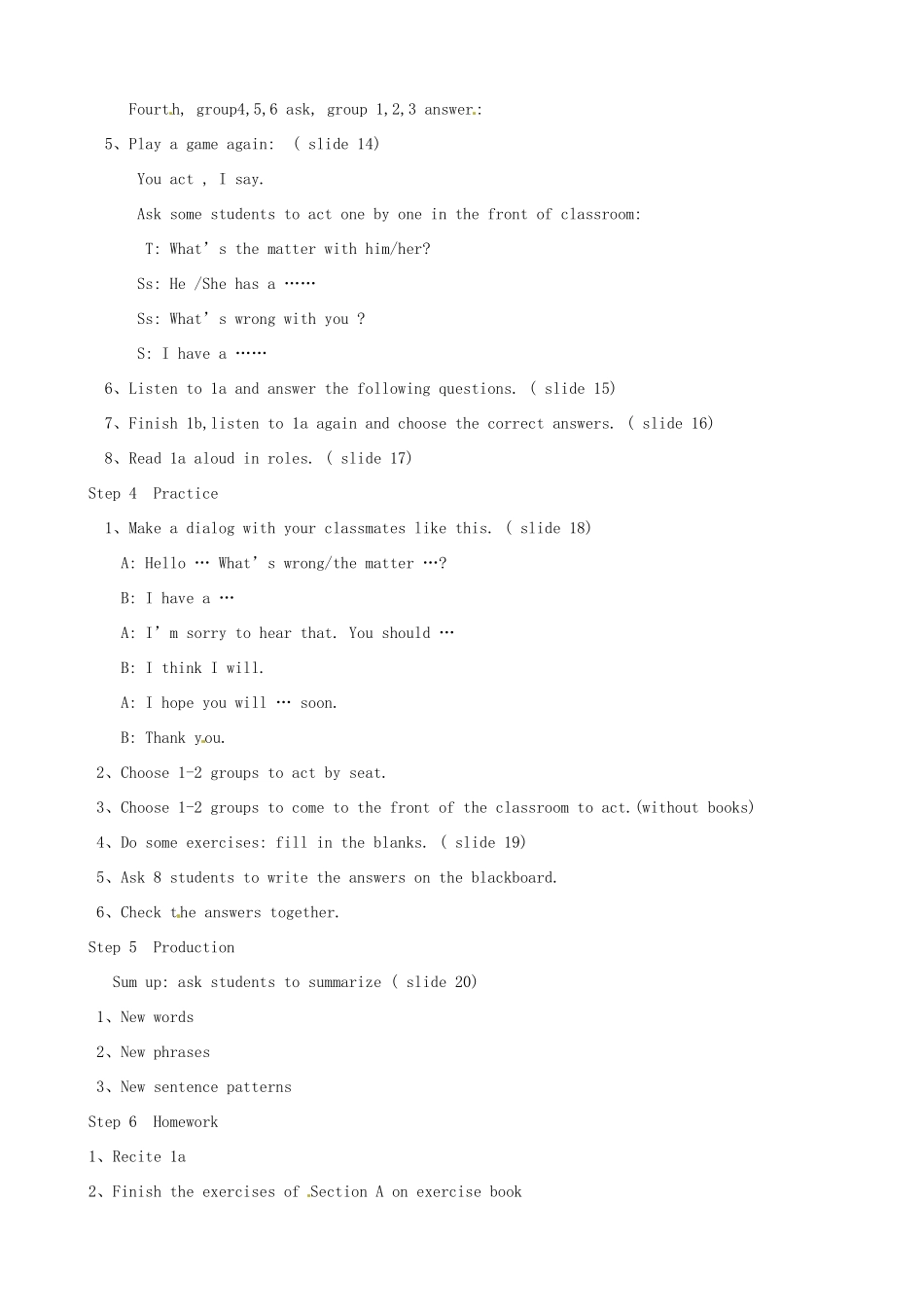 八年级英语上册 Unit 2 Keeping Healthy Topic 1 You should brush your teeth twice a day Section A教学设计 （新版）仁爱版-（新版）仁爱版初中八年级上册英语教案_第3页