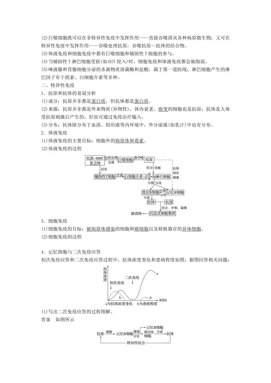 （浙江选考）高三生物二轮专题复习 专题八 生命活动的调节 考点3 免疫系统与免疫调节学案 新人教版-新人教版高三全册生物学案_第3页