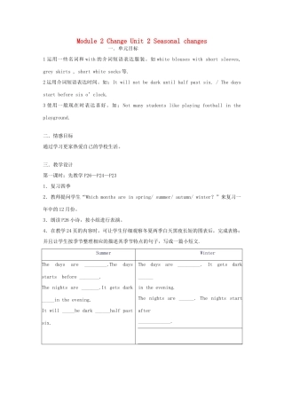 七年级英语上册 Module 2 Unit 2 Seasonal changes教案上海牛津版