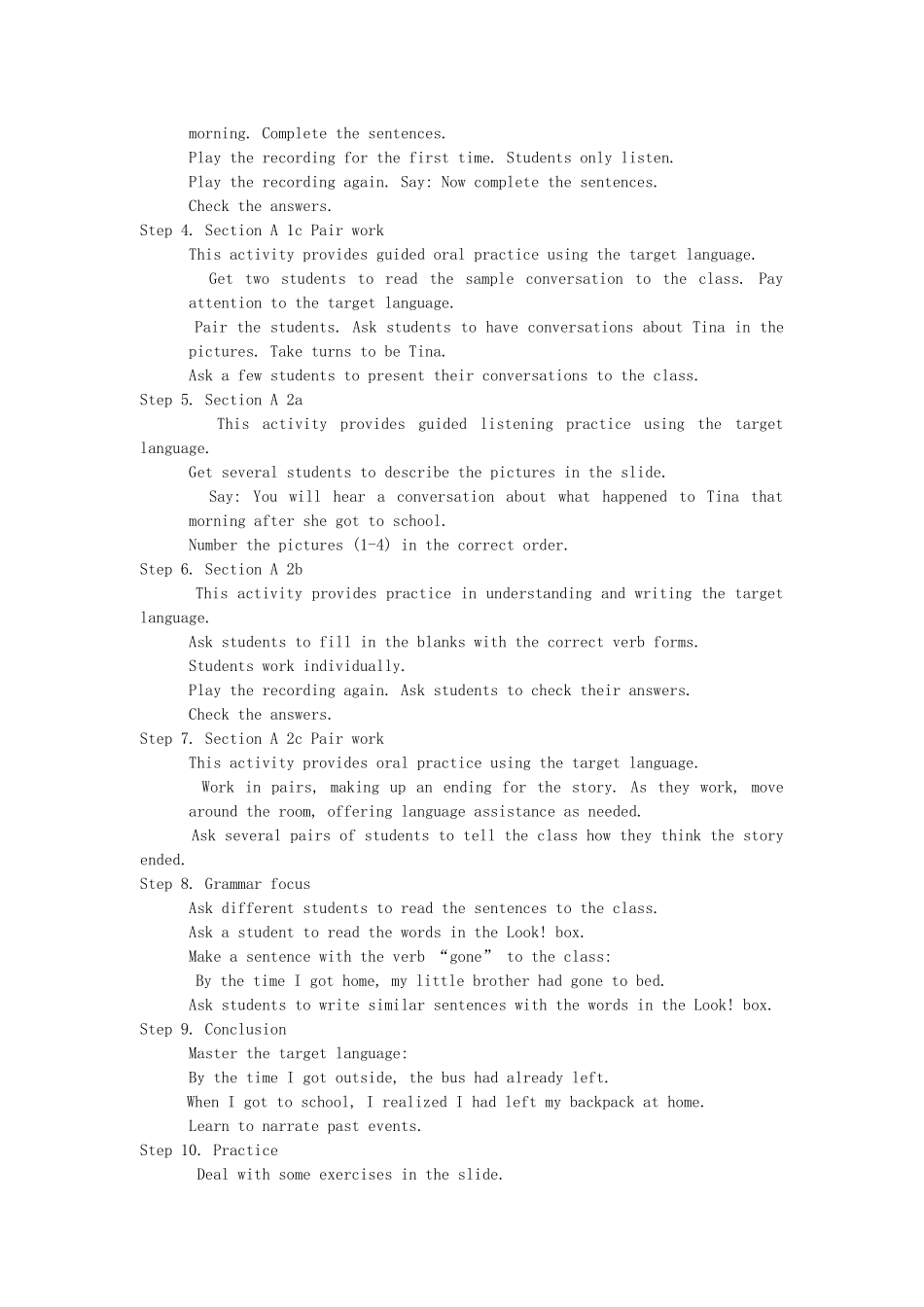 九年级英语上册 Unit 10《By the time I got outside, the bus had already left》教案 人教新目标版_第2页