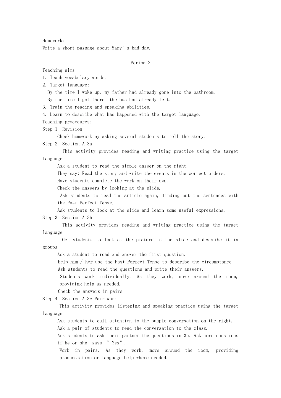 九年级英语上册 Unit 10《By the time I got outside, the bus had already left》教案 人教新目标版_第3页