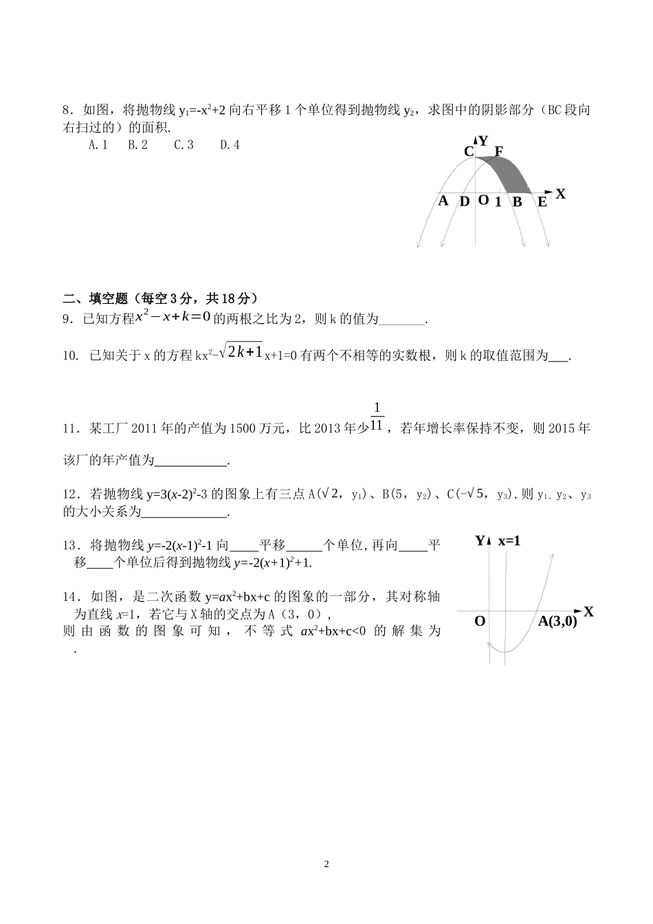 峰口镇中心学校月考数学试题_第2页