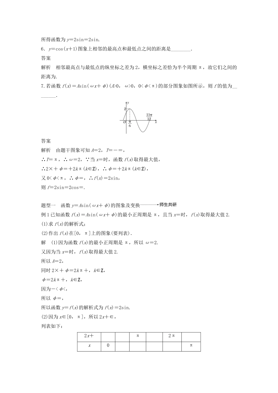 （浙江专用）高考数学新增分大一轮复习 第五章 三角函数、解三角形 5.5 函数y＝Asin(ωx＋φ)的图象及应用讲义（含解析）-人教版高三全册数学教案_第3页