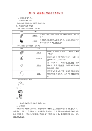 高中生物 3.2 细胞器之间的分工合作（Ⅰ）学案 新人教版必修1-新人教版高中必修1生物学案