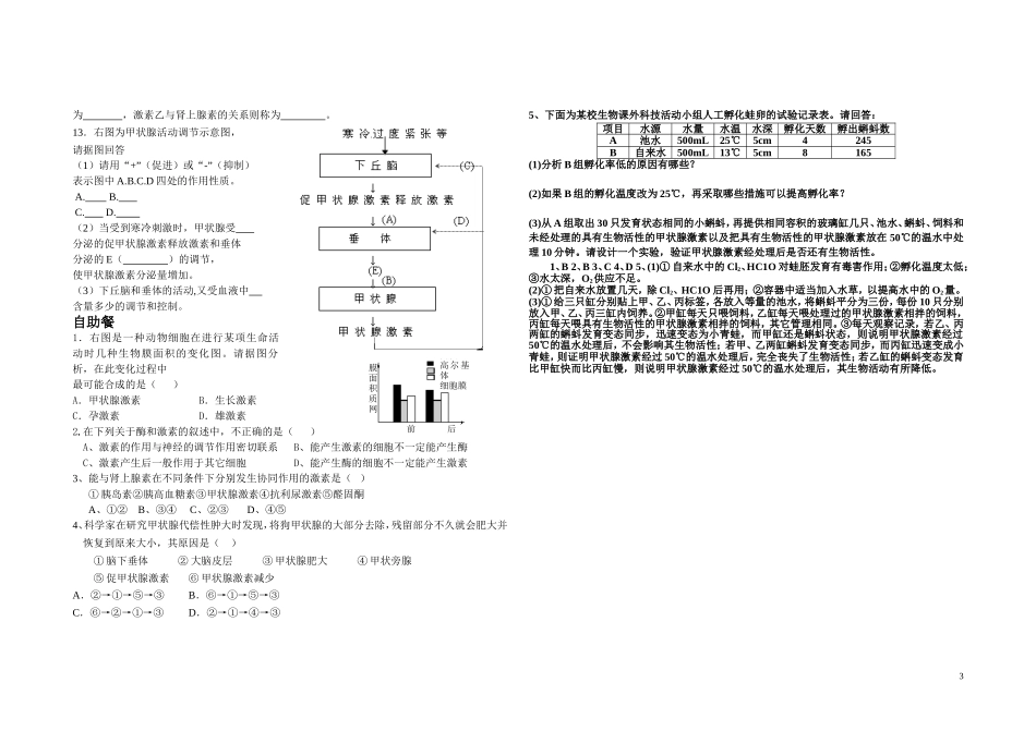 高中生物 1-3-4体液调节在维持稳态的作用学案 中国版选修3_第3页