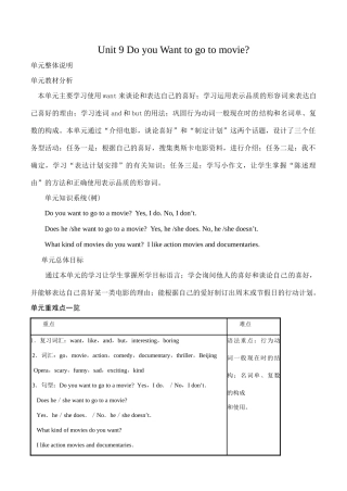 Unit 9 Do you Want to go to movie曹毅