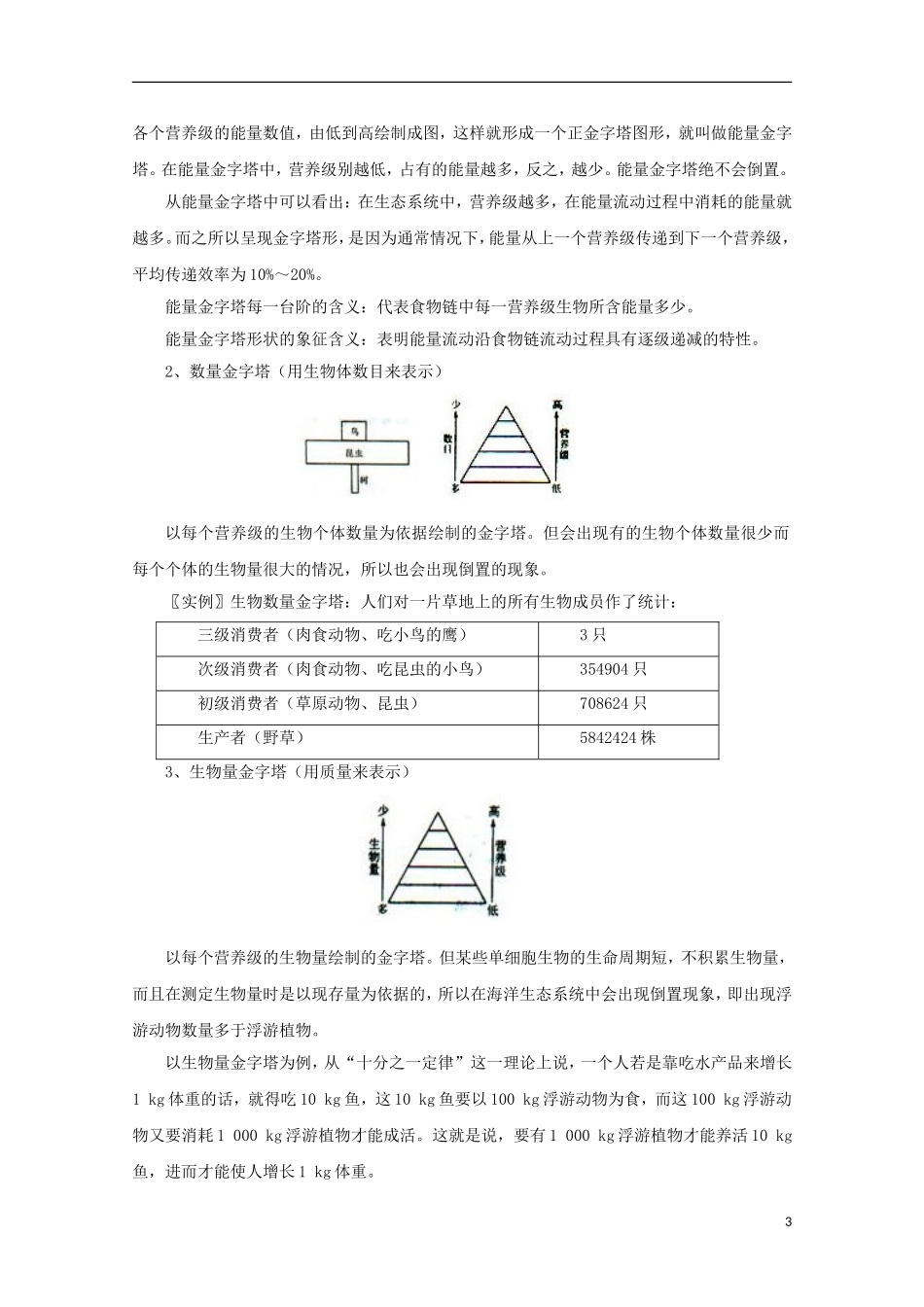 高中生物 6.3 能量流动和物质循环导学案（第1课时）浙科版必修3_第3页