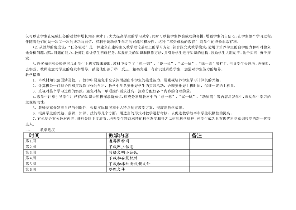 信息技术教学计划与进度（上报表格）三年级_第2页