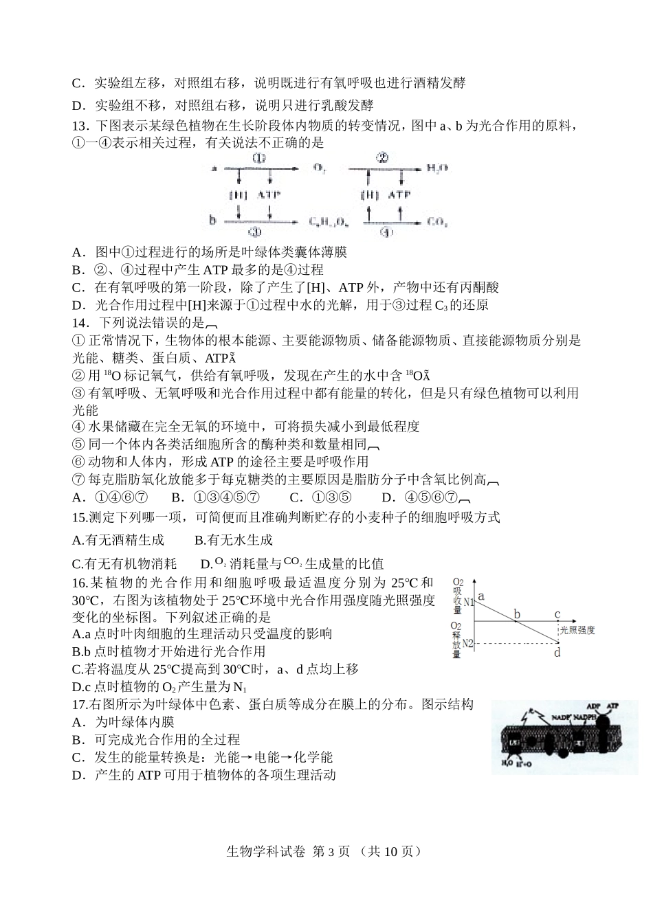 细胞呼吸与光合作用_第3页