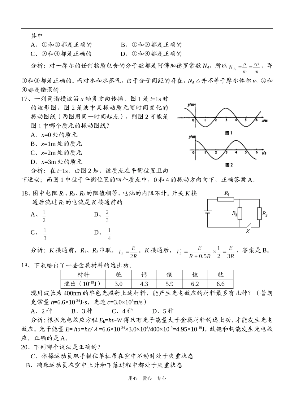 2004年高考全国理综Ⅰ（物理部分逐题解析）_第2页