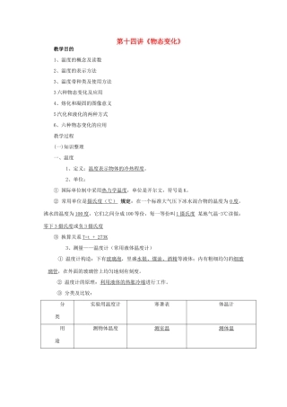 中考物理总复习 第14讲《物态变化》教案-人教版初中九年级全册物理教案