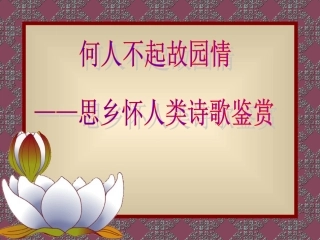 诗歌鉴赏专题何人不起故园情——思乡怀人类诗歌