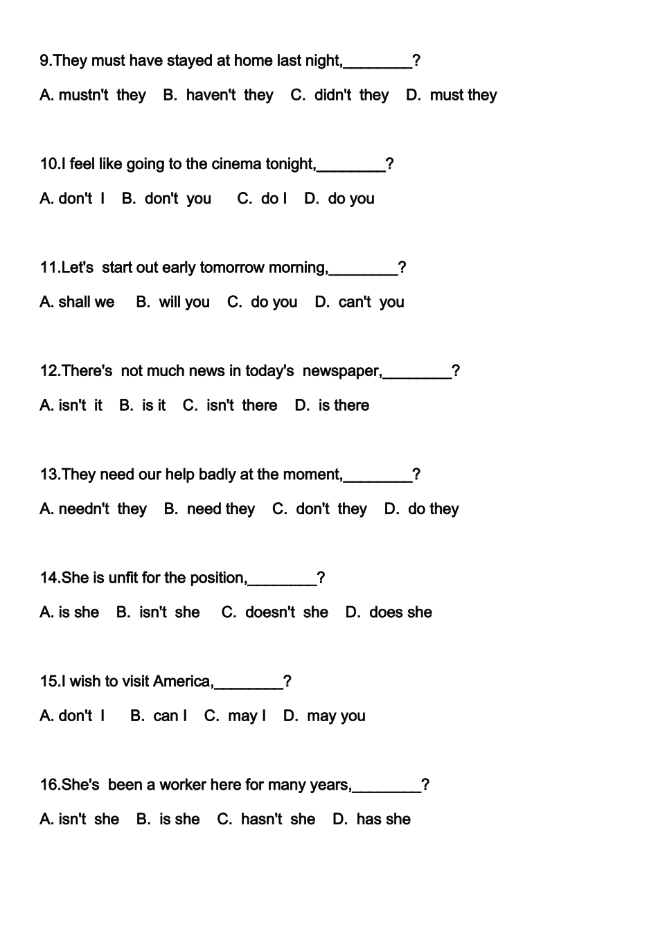 反义疑问句练习题_第2页