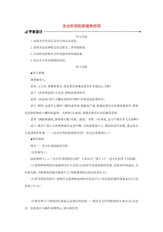 高中生物 5.4.2 光合作用的原理和应用学案（含解析）新人教版必修1-新人教版高中必修1生物学案