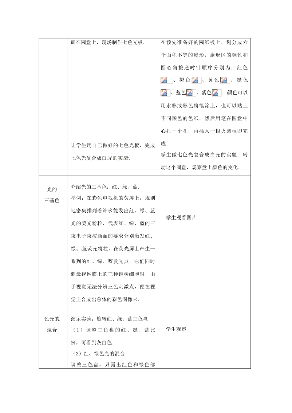 八年级物理 5.5《物体的颜色》教案 北师大版_第2页