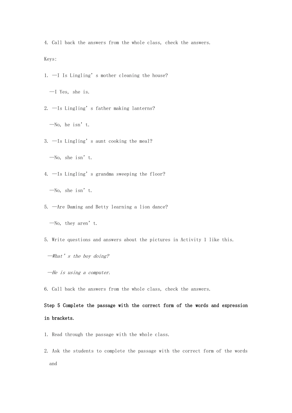 七年级英语上册 Module 10 Spring Festival Unit 3 Language in use教案 （新版）外研版-（新版）外研版初中七年级上册英语教案_第3页