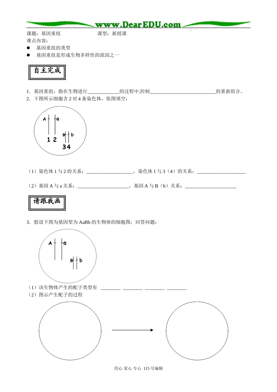 08年南京市高一生物学科 基因重组学案人教版必修二_第1页