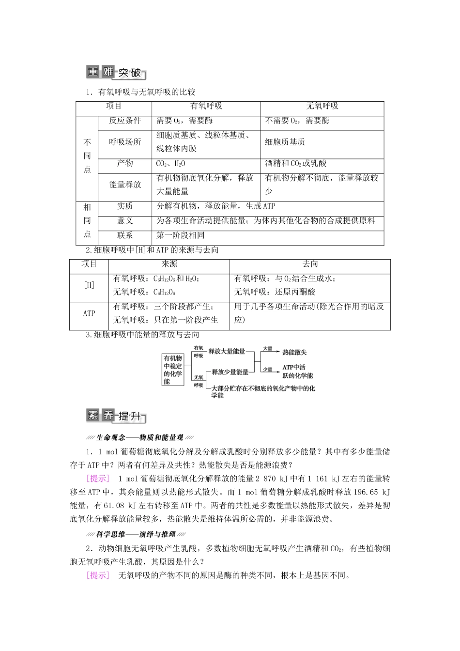 高考生物一轮复习 第3单元 细胞的能量供应和利用 第4讲 细胞呼吸学案 苏教版必修1-苏教版高三必修1生物学案_第3页