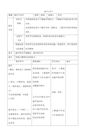 八年级物理沪教版超声与次声