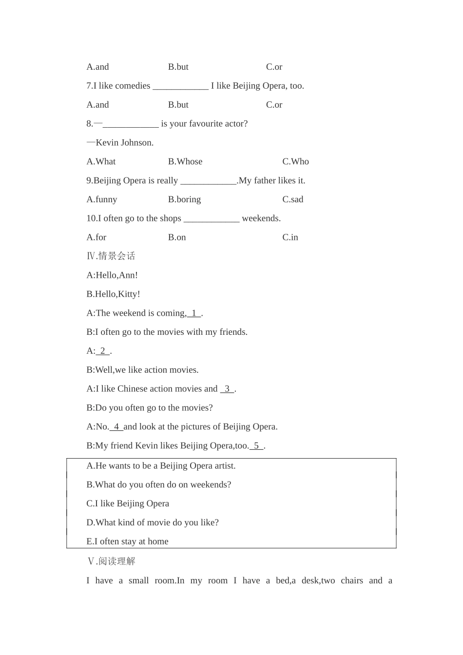 Unit 9 Do you want to go to a movie试题_第2页