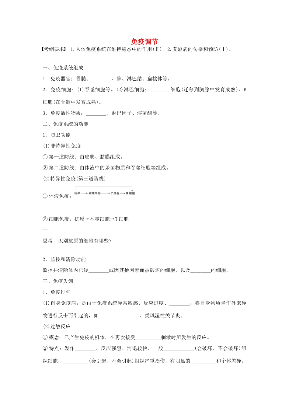 高考生物大一轮复习 36 免疫调节学案-人教版高三全册生物学案_第1页