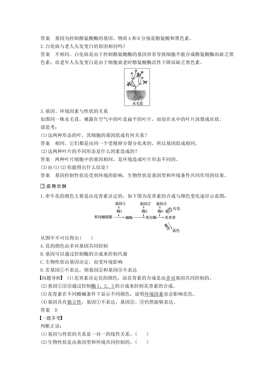 高中生物 3.2.3 基因与性状学案 中图版必修2-中图版高中必修2生物学案_第3页