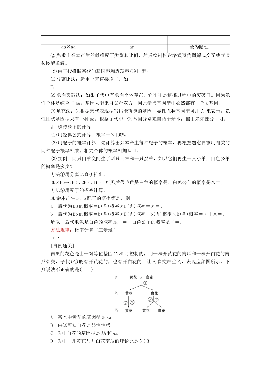 高中生物 第3章 遗传和染色体 第1节 第2课时 孟德尔获得成功的原因 基因的分离定律的应用学案 苏教版必修2-苏教版高一必修2生物学案_第3页