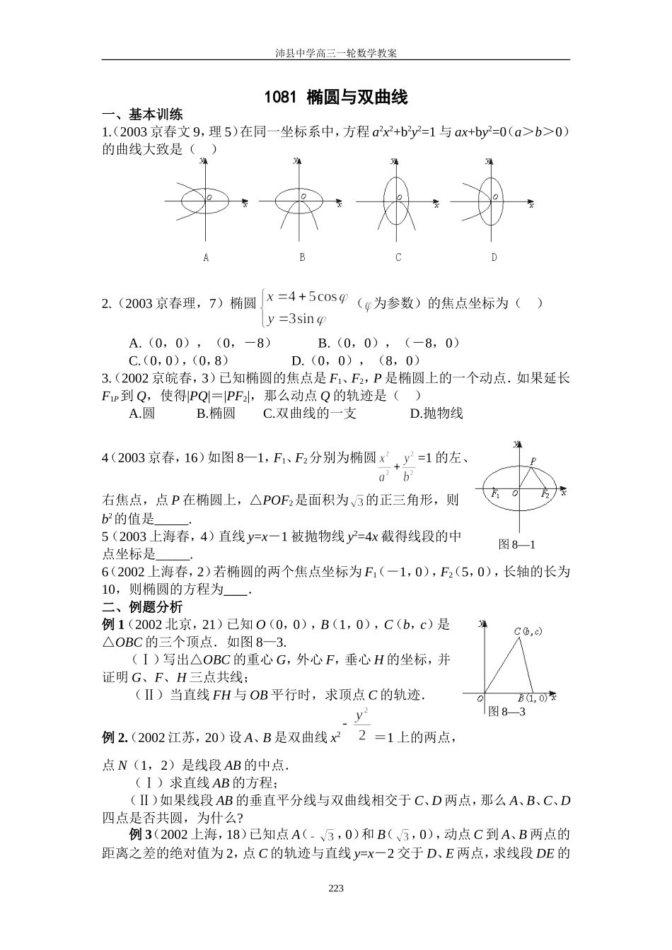 1081椭圆与双曲线_第1页