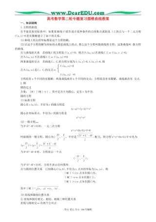 高考数学第二轮专题复习圆锥曲线教案