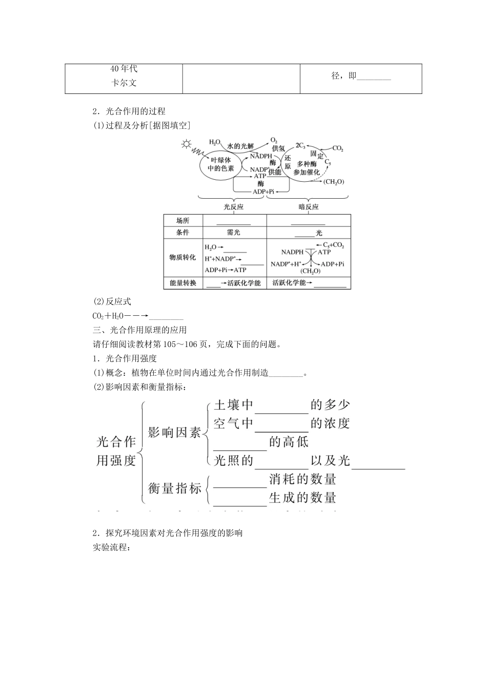 高中生物 第5章 细胞的能量供应和利用 第4节 第2课时 光合作用的原理和应用学案 新人教版必修1-新人教版高一必修1生物学案_第2页