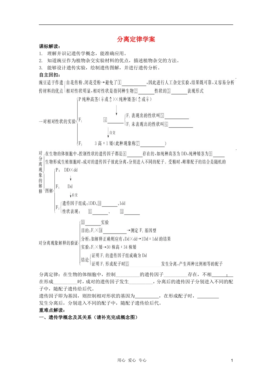 高考生物一轮复习 分离定律导学案 必修2_第1页