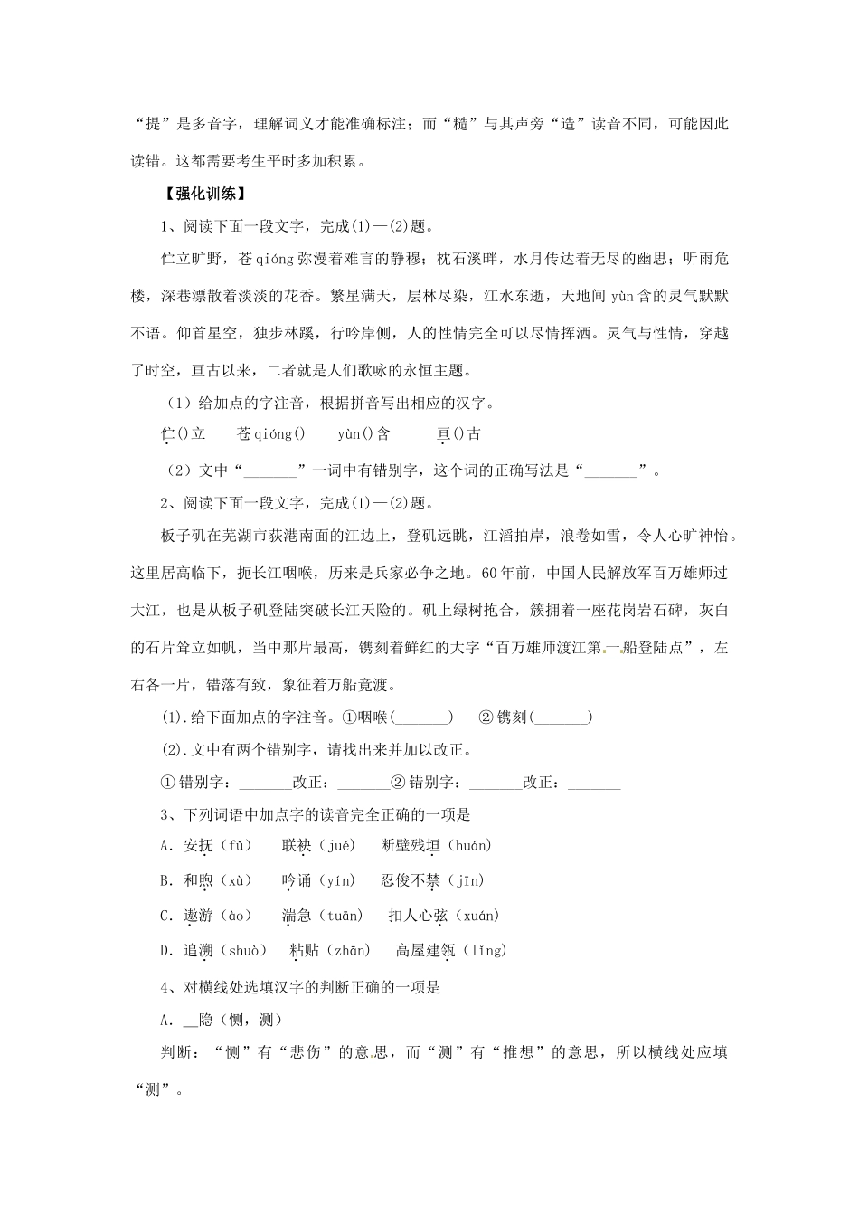 中考语文二轮专题复习 拼音、汉字教案 人教新课标版_第2页
