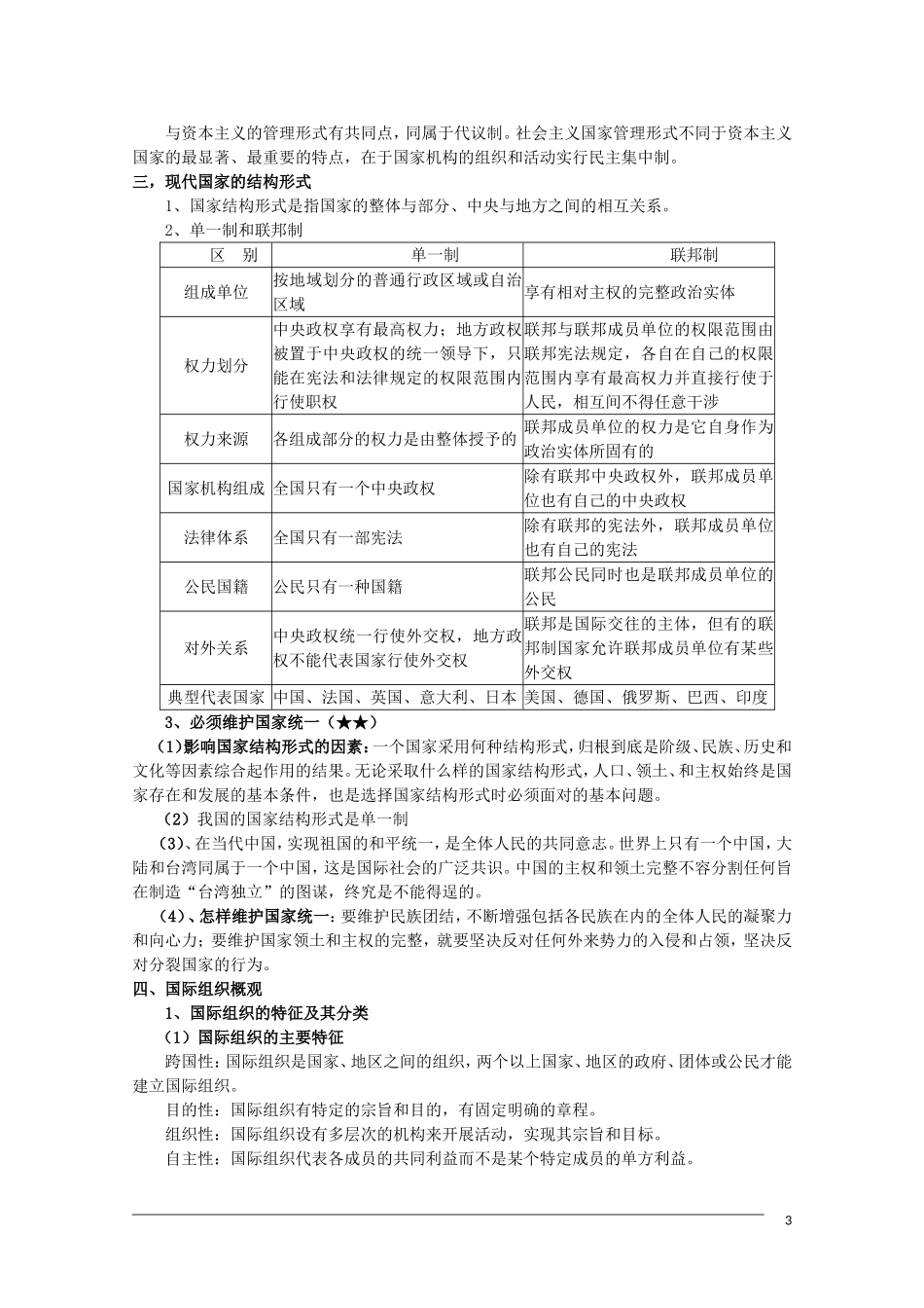 高二政治《国家和国际组织常识》考点必背 新人教版选修3_第3页