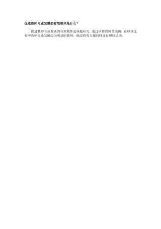 促进教师专业发展的有效载体是什么