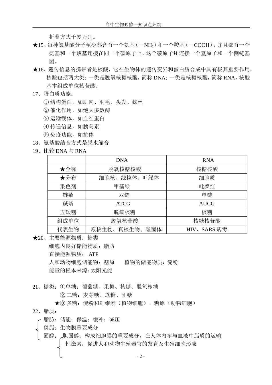 高中生物必修一高一生物知识点归纳_第2页