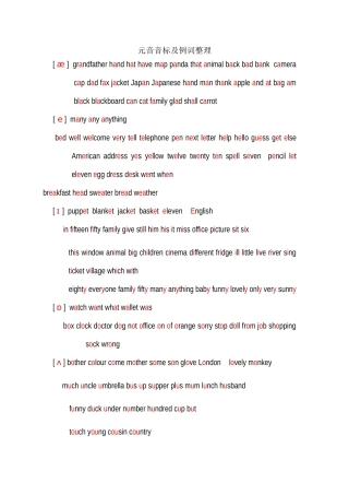 元音音标及例词整理