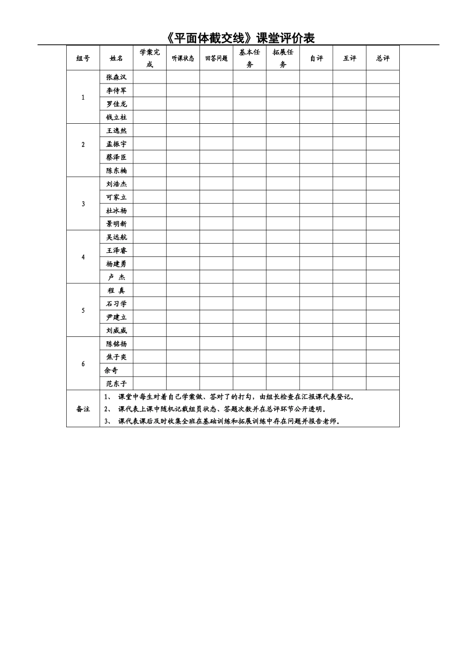 截交线课堂评价表_第1页
