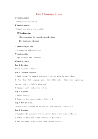 天津市武清区杨村第五中学八年级英语上册《Module 9 Animals in danger Unit 3 Language in use》教案 外研版