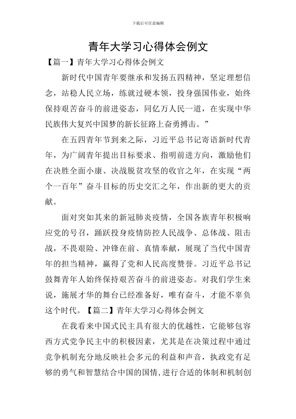 青年大学习心得体会例文_第1页