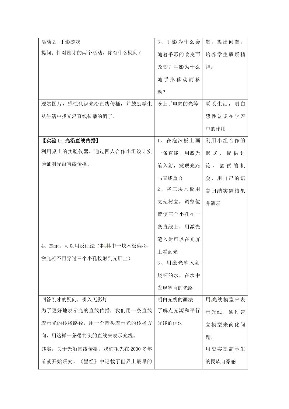 七年级科学下册 3.2 阳光的传播教学设计3 （新版）华东师大版-（新版）华东师大版初中七年级下册自然科学教案_第3页