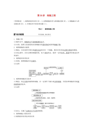 高考生物一轮复习 第十单元 现代生物科技专题 第36讲 细胞工程备考一体学案 苏教版-苏教版高三全册生物学案