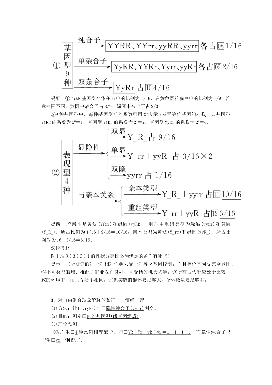 高考生物一轮复习 第5单元 遗传的基本规律与伴性遗传 第15讲 基因的自由组合定律学案（含解析）（必修2）-人教版高三必修2生物学案_第3页