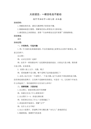大班语言：一根羽毛也不能动