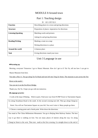 外研社八年级英语Module 8 Unit 3